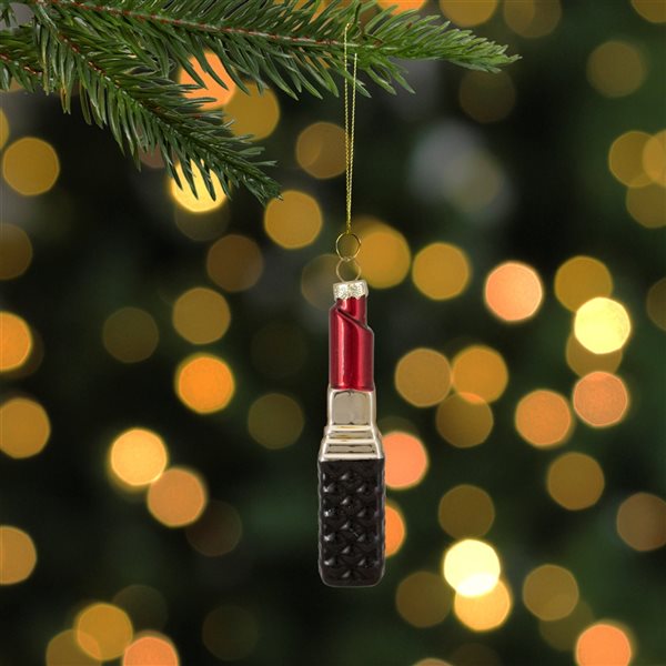 Northlight 4.5-in Red Lipstick Glass Christmas Ornament