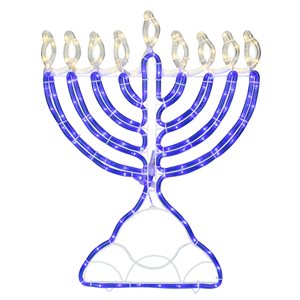 Northlight 150 Clear and Blue LED Hanukkah Menorah Rope Lights