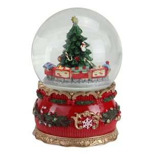 Northlight 5.5-in Christmas Tree and Train Animated Musical Snow Globe