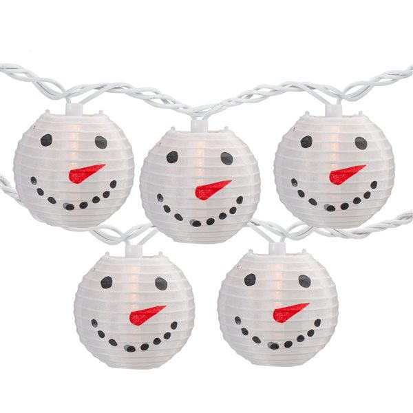 Northlight 8.5-ft White Wire with White Snowman Paper Lantern Christmas Lights - 10-Light