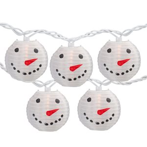 Northlight 8.5-ft White Wire with White Snowman Paper Lantern Christmas Lights - 10-Light