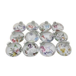 Northlight 3-in Clear 'The Twelve Days of Christmas' Glass Disc Ornaments - 12-Piece