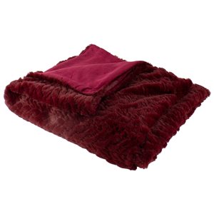 Northlight 55-in x 63-in Burgundy Red Ultra Plush Faux Fur Throw Blanket