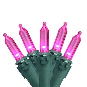 Northlight 50 Pink LED Mini Christmas Lights - 16.25-ft Green Wire