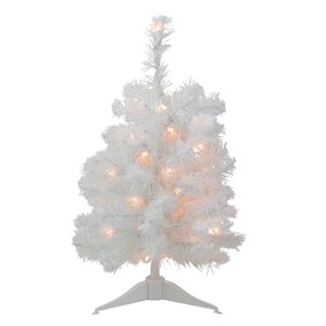 Northlight 18-in Pre-Lit Medium Snow White Artificial Christmas Tree