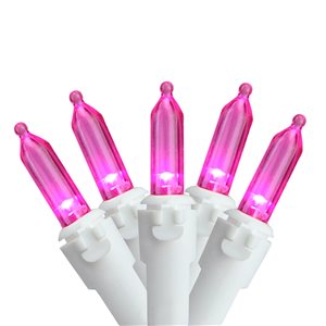 Northlight 16.25-ft White Wire 50 LED Pink Mini Christmas Lights