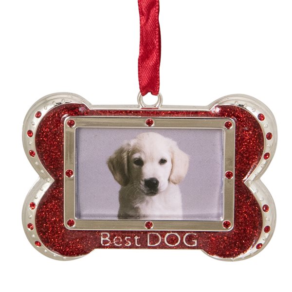 Northlight 3-in Red and Silver-Plated Best Dog Bone Christmas Ornament