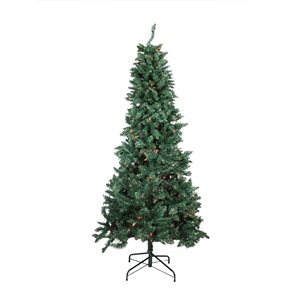 Northlight 9-ft Pre-Lit Green Slim Pine Artificial Christmas Tree - Multicolour Lights