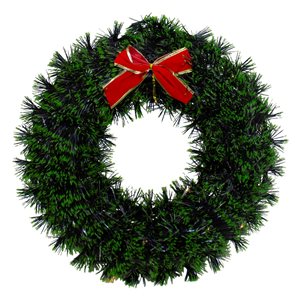 Northlight 17-in Pre-Lit Green Tinsel Artificial Christmas Wreath with a Bow