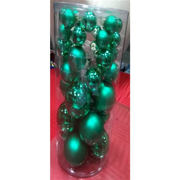 Northlight 40-Piece Green 2-Finish Multiple Size Glass Ball Christmas Ornaments