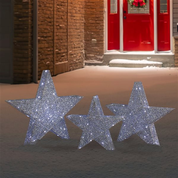 Northlight 24 in LED Silver Stars Outdoor Christmas Decorations