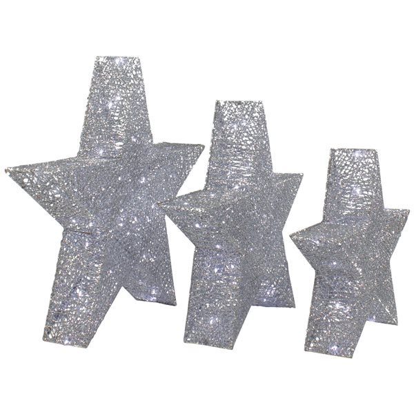 Northlight 24-in LED Silver Stars Outdoor Christmas Decorations - Set of 3