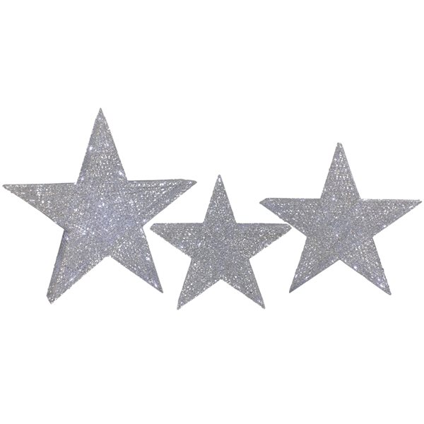 Northlight 24-in LED Silver Stars Outdoor Christmas Decorations - Set ...