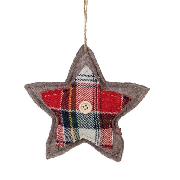 Northlight 4.5-in Plaid Star Shaped Plush Christmas Ornament