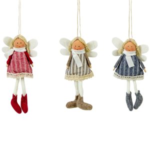 Northlight 6-in Hanging Angel Doll Christmas Ornaments - Set of 3