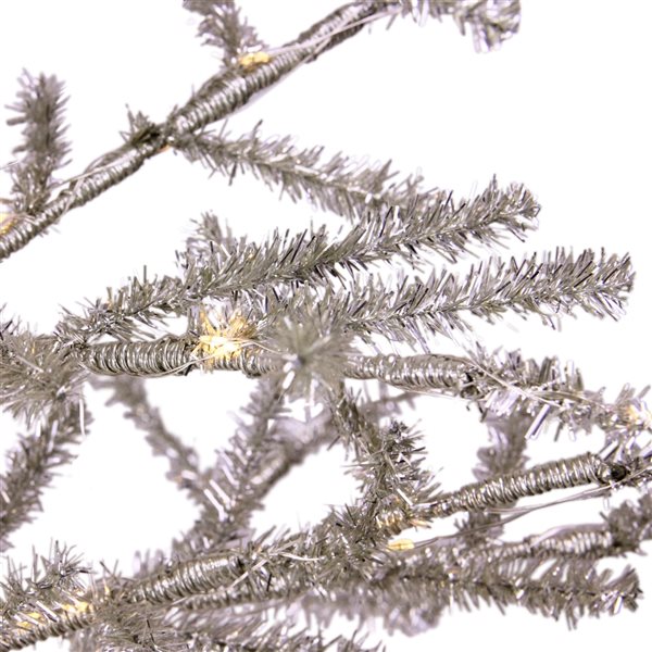 Northlight 3-ft Pre-Lit LED Silver Tinsel Twig Artificial Christmas Tree