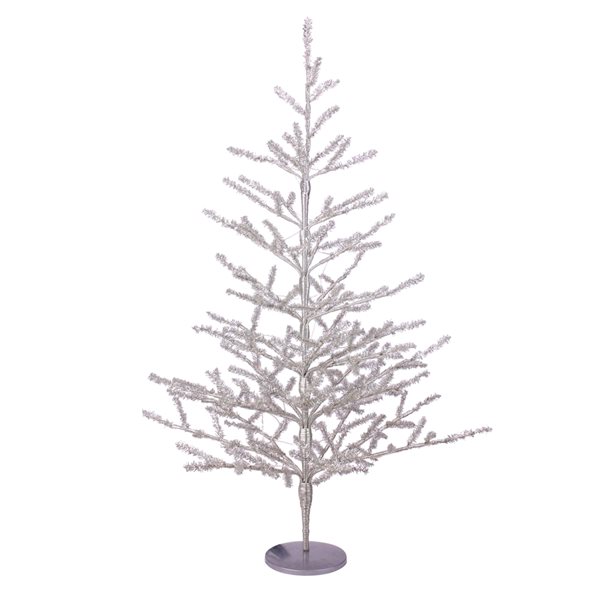 Northlight 3-ft Pre-Lit LED Silver Tinsel Twig Artificial Christmas Tree