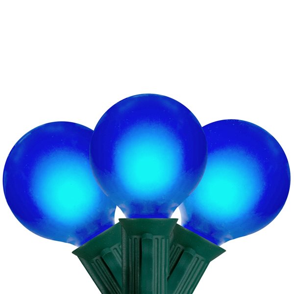 Northlight Set of 15 Blue Satin G50 Globe Christmas Lights - Green Wire 17.5-ft