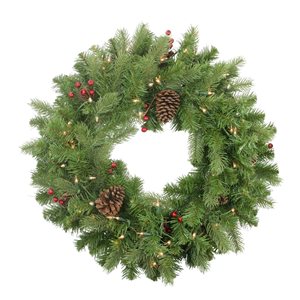 Northlight 24-in Noble Fir with  Berries and Pine Cones Christmas Wreath