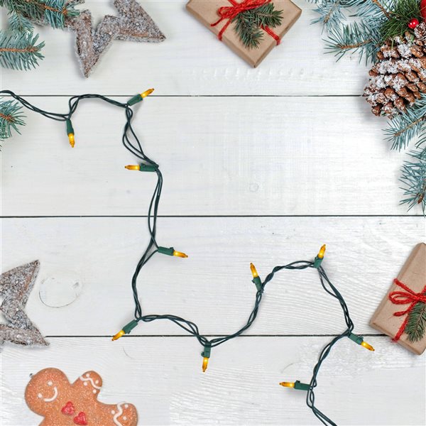 Northlight 100 Count Opaque Gold Mini Christmas Lights - 28.8-ft Green Wire