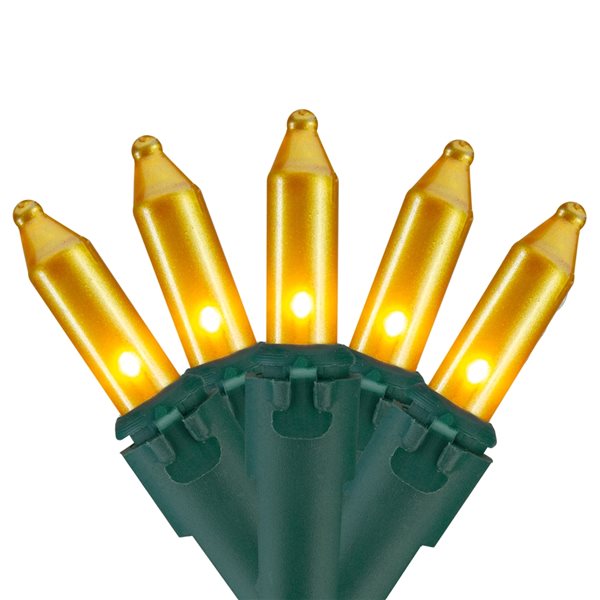 Northlight 100 Count Opaque Gold Mini Christmas Lights - 28.8-ft Green Wire