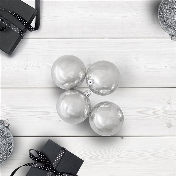 Northlight 60-Piece Silver Shatterproof Shiny Christmas Ball Ornaments