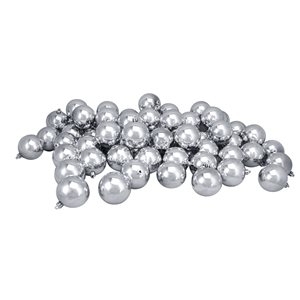 60-Piece Silver Shatterproof Shiny Christmas Ball Ornaments