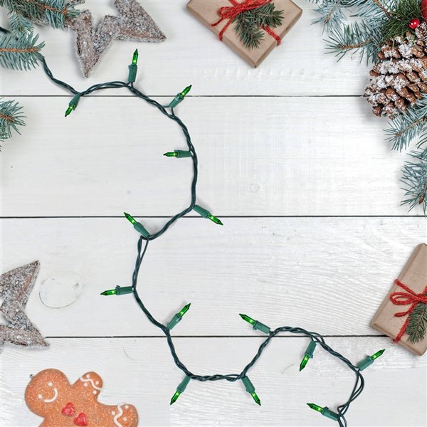 Northlight 50-Count Green Mini Christmas Light Set - 10-ft Green Wire