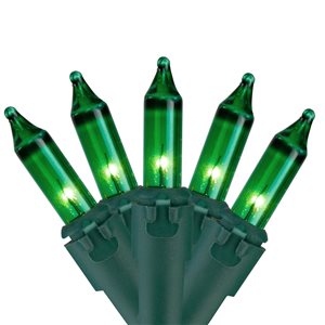 Northlight 50-Count Green Mini Christmas Light Set - 10-ft Green Wire