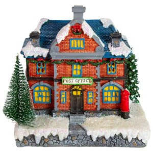 Northlight Notrthlight 7-in Red LED Lighted Post Office Christmas Village Decoration