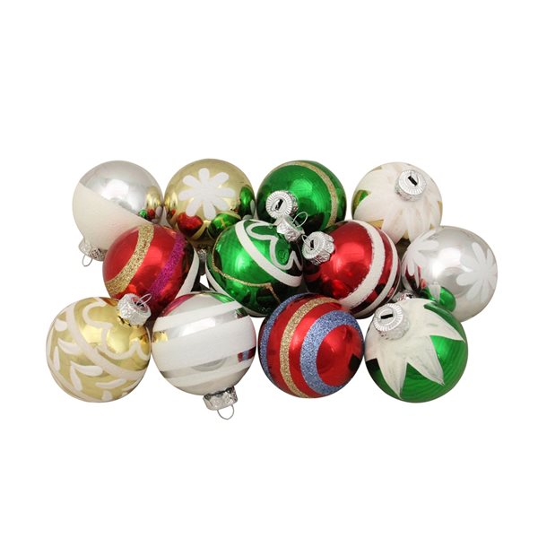 Northlight Multicolour Vintage Design Glass Ball Christmas Ornaments 2. ...