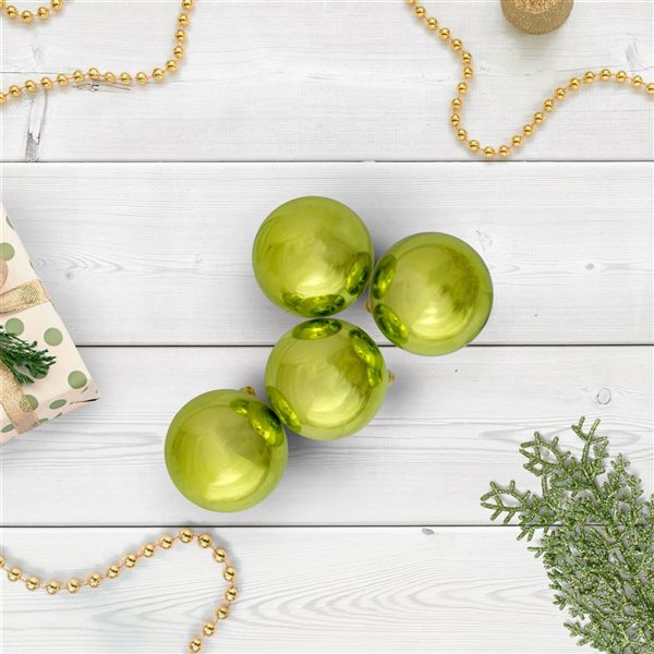 Northlight 60-Piece Kiwi Green Shatterproof Shiny Christmas Ball Ornaments