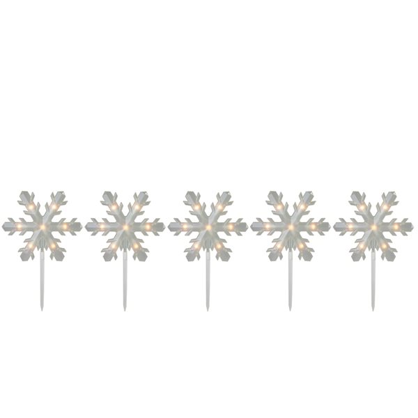 Northlights 5-Light Snowflake Christmas Pathway Marker Lawn Stakes 8-ft