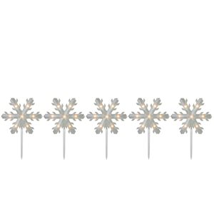 Northlights 5-Light Snowflake Christmas Pathway Marker Lawn Stakes