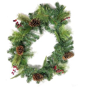 Northlight 6-ft x 9-in Pre-Lit Decorated Pine Cone and Berries Artificial Christmas Garland
