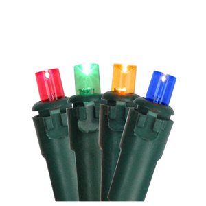 Northlight 50 Multicolour LED Wide Angle Christmas Lights - 16.25-ft Green Wire