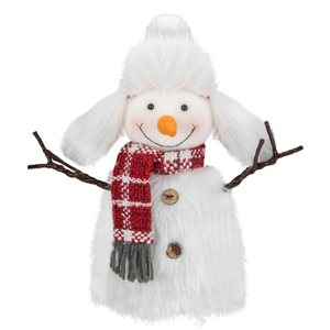 Northlight 10.25-in Plush White and Red Snowman Tabletop Christmas Decoration