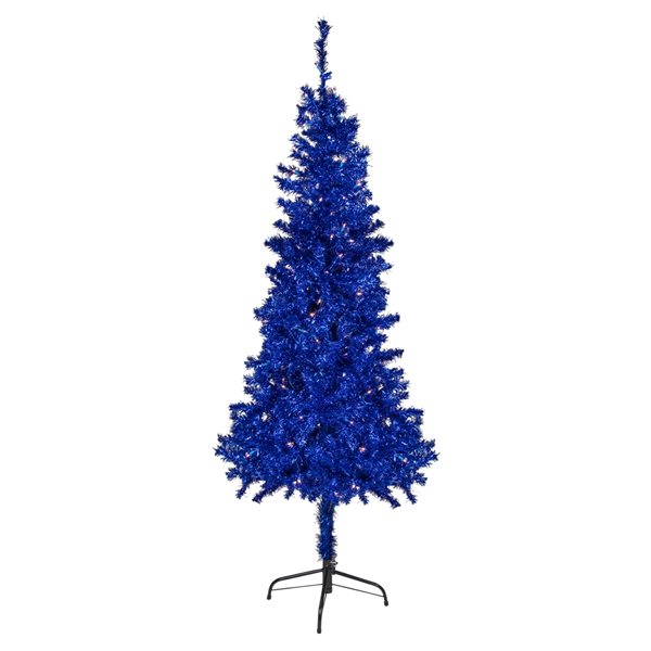 Northlight 6-ft Pre-Lit Blue Artificial Tinsel Christmas Tree Clear Lights