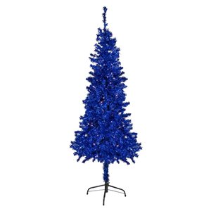 Northlight 6-ft Pre-Lit Blue Artificial Tinsel Christmas Tree Clear Lights