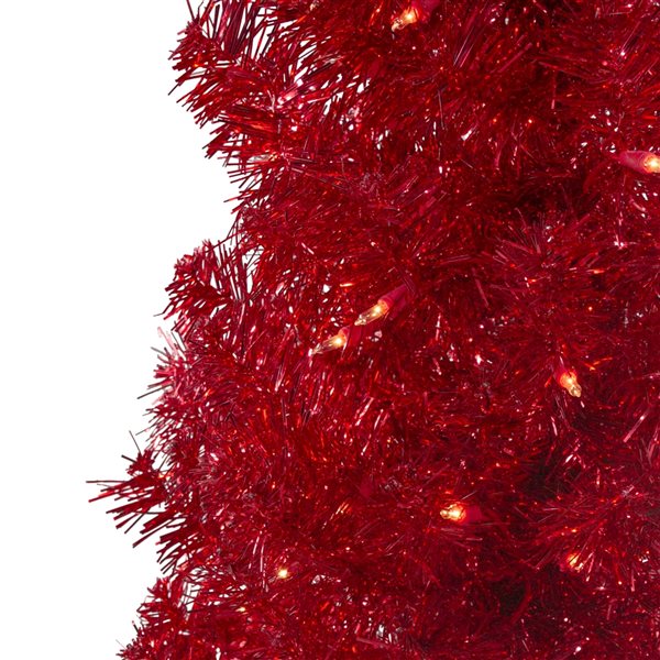 Northlight 4-ft Pre-Lit Slim Red Artificial Christmas Tree - Clear Lights