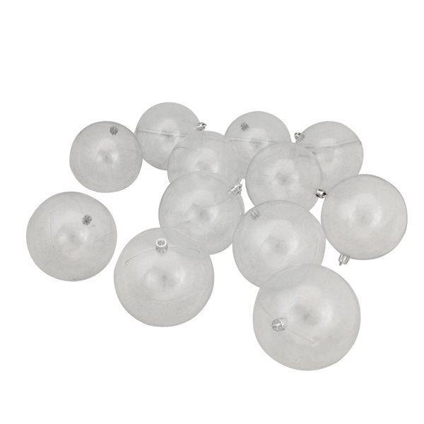 Northlight 4-in 12-Piece Clear Shatterproof Shiny Christmas Ball Ornaments