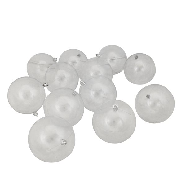 Northlight 4-in 12-Piece Clear Shatterproof Shiny Christmas Ball Ornaments