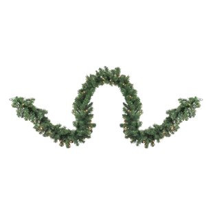 Northlight 9-ft x 18-in Pre-Lit Deluxe Windsor Green Pine Christmas Garland - Clear Lights