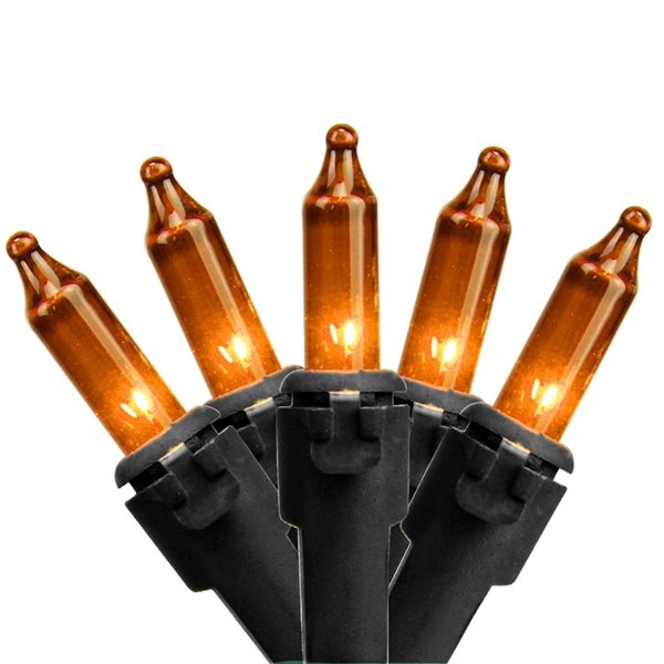 Northlight Set of 50 Orange Mini Christmas Lights - 10-ft Black Wire