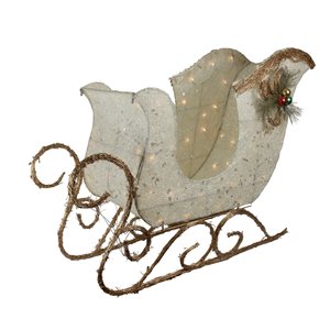 Northlight 39-in Ivory and Brown Sisal Sleigh Outdoor Christmas Decoration