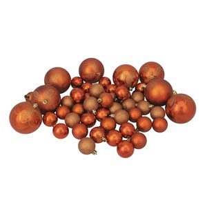 Northlight Burnt Orange Shatterproof 4-Finish Christmas Ornaments 1.5-in 125/pk