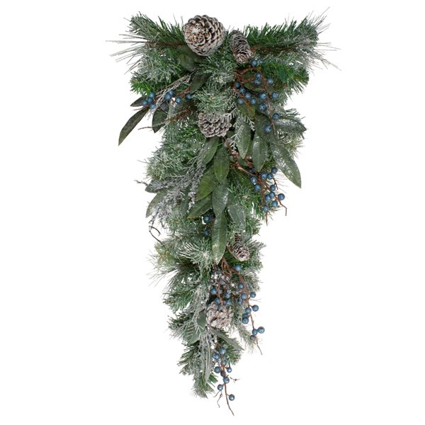 Northlight 28-in Mixed Pine and Blueberries Artificial Christmas Swag - Unlit