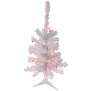 Northlight 3-ft Pre-Lit Woodbury White Pine Slim Artificial Christmas Tree Pink Lights