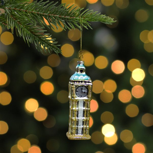 Northlight 4.75-in Black and Gold Glass Big Ben Christmas Ornament