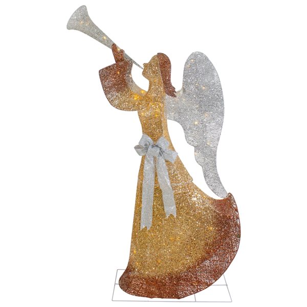 Northlight 63-in Gold LED Angel with Trumpet Outdoor Christmas ...